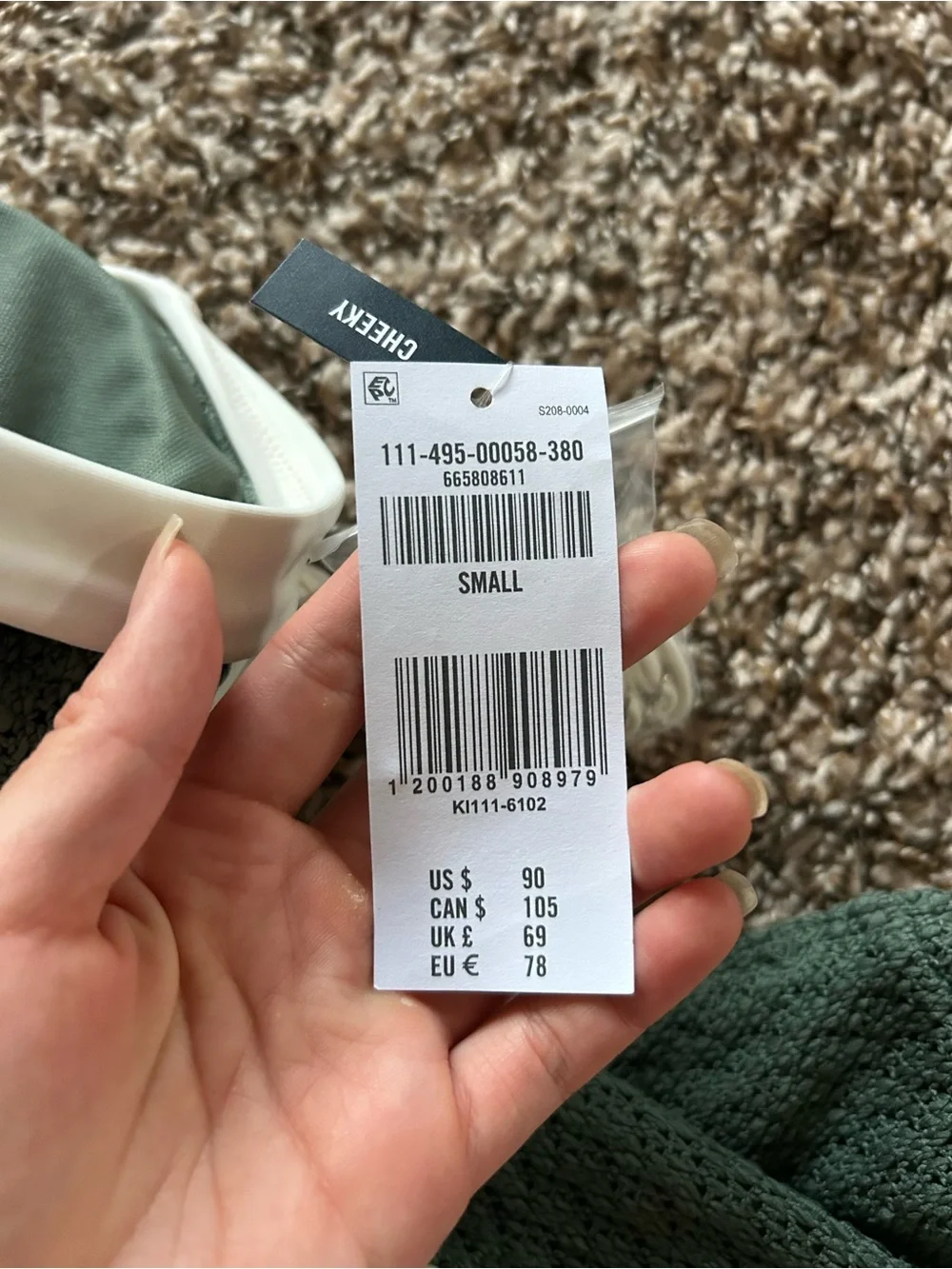 Abercrombie & Fitch Olive Green One-Piece Swimsuit with Cream Trim